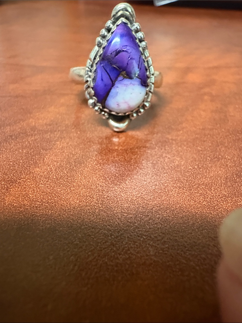 Grape Dahlia 925 Sterling Silver Stone Ring. Size 7